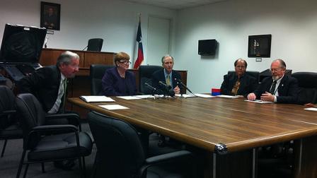Harris County Clerk Beverly Kaufman and County Attorney Vince Ryan held a press conference Thursday morning to discuss complaints of election code violations.