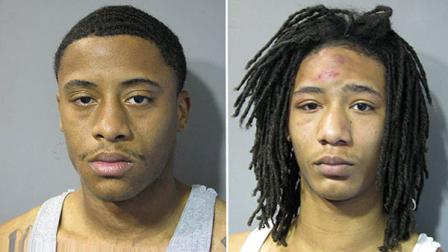 Travis Smith, 19, (left) has been charged with interfering with the duties of a police officer. Tevin Young, 17, has been charged with resisting arrest and assault.