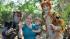 Cast members from CATS visit the big cat exhibit...