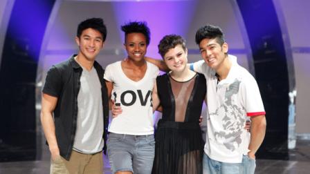 In this image released by Fox, contestants from left, Marko Germar, Sasha Mallory, Melanie Moore and Tadd Gadduang, from the dance competition series So You Think You Can dance, are shown on Aug. 4, 2011 in Los Angeles. The winner will be revealed on Thursday, Aug. 11. (AP Photo/Fox, Adam Rose)