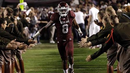 Texas A&M wide receiver Jeff Fuller (8) is introduced before an NCAA college football game against Texas Thursday, Nov. 24, 2011, in College Station, Texas. (AP Photo/David J. Phillip)