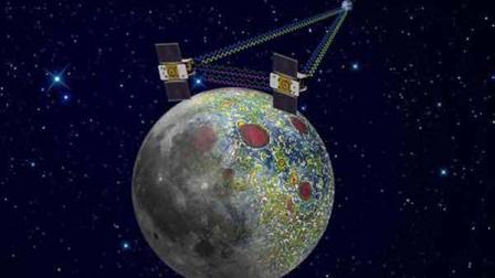 This undated artist rendering provided by NASA on Dec. 21,2011 shows the twin Grail spacecraft mapping the lunar gravity field. The two probes are scheduled to enter orbit around the moon over New Years weekend. (AP Photo/NASA, Jet Propulsion Laboratory)