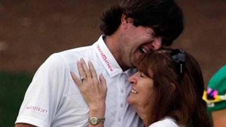 Bubba Watson hugs his mother Mollie after winning the Masters golf tournament following a sudden death playoff on the 10th hole Sunday, April 8, 2012, in Augusta, Ga. (AP Photo/Matt Slocum)
