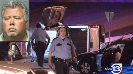 Police say William Thomas Johnson was drunk and speeding when he ran a red light on the Eastex Freeway near Tidwell just before midnight.