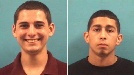 Anthony Pedro Lowe, 18, (right) and Jorge E. Flores, 18, (left) both from Pearland were taken into custody on criminal mischief warrants