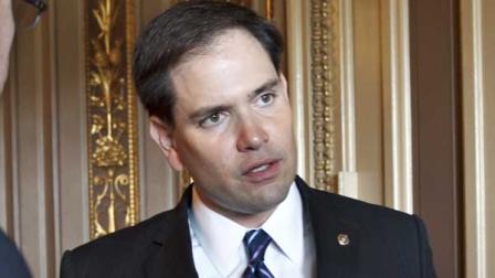In this May 24, 2012, file photo, Sen. Marco Rubio, R-Fla., speaks just off the Senate floor on Capitol Hill in Washington, during a series of votes. Republican presidential candidate Mitt Romney is staying mum on whether Rubio, a rising star in Republican politics, has been eliminated from his short list of potential running mates. The presumptive GOP presidential nominee told Fox News on Tuesday, June 19, 2012, that a number of people are being vetted, but that only two people, himself and a senior adviser, know whos on the list. (AP Photo/J. Scott Applewhite, File)
