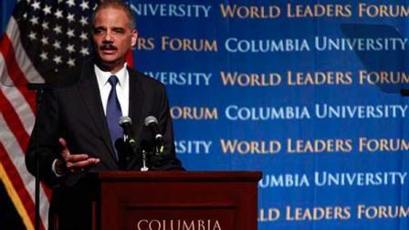 Attorney General Eric Holder, speaks at Columbia University Thursday, Feb. 23, 2012 in New York. (AP Photo/Frank Franklin II)