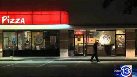 Police say a robbery suspect was wounded in a shooting at this Cicis Pizza restaurant on Fry Road near Morton