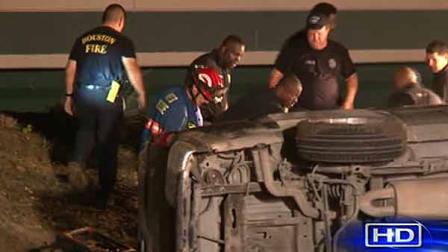 HFD officials at the scene of a rollover they say could have seriously injured a man if it had not been for the rain