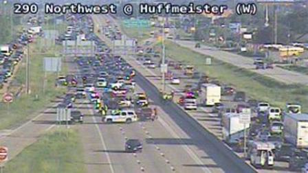The accident caused a major traffic tie-up during rush hour on the eastbound lanes of Highway 290 at Huffmeister.
