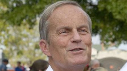 Republican Senate candidate Todd Akin talks with a reporter during the Governors Ham Breakfast at the Missouri State Fair in Sedalia, Mo., Thursday, Aug. 16, 2012. Akin said in an interview Sunday, Aug. 19, 2012 with St. Louis television station KTVI that pregnancy from rape is really rare. Akin, who has said he opposes all abortions, said in the interview if a woman is raped, her body has ways to shut that whole thing down. (AP Photo/Orlin Wagner)