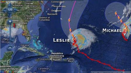 Track of Hurricane Leslie as of Wednesday afternoon