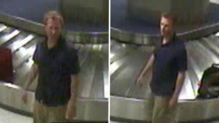 Surveillance cameras captured still images of the suspect in the terminal at IAH.