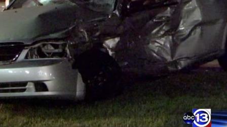 This car was struck by a suspected drunk driver in northwest Houston and both occupants were killed, police say