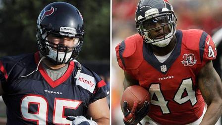 Texans DT Shaun Cody (left) and RB Ben Tate have been ruled out vs. the Bears on Sunday. (AP Photo/Pat Sullivan, Patric Schneider)