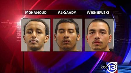 Yasin Mohamoud, 23, Mohammed Al-Saady, 17 and Benjamin Wisnieswski, 21, all face aggravated robbery charges.