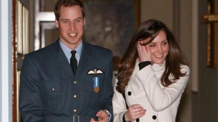 In this Friday April 11, 2008. file photo, Britains Prince William and his girlfriend Kate Middleton walk in RAF Cranwell, England after William received his RAF wings from his father the Prince of Wales. (AP Photo/Michael Dunlea, Pool)