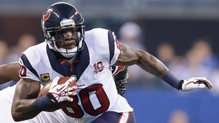 Houston Texans AndreJohnson (80) runs during the first half of an NFL football game against the Indianapolis Colts Sunday, Dec. 30, 2012, in Indianapolis. (AP Photo/Michael Conroy)