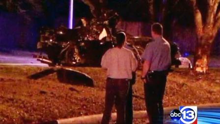 Responders look on at the damage after an accident that left a teen dead in west Houston