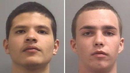 Gabino Hidalgo, Jr., 19, of La Porte (left) and James Shine, 18, of Pasadena (right) are facing felony charges