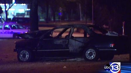 Authorities say the driver died at the scene and was burned beyond recognition.