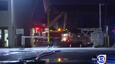 A pile of junk at a northeast Houston recycling center spontaneously combusted overnight.