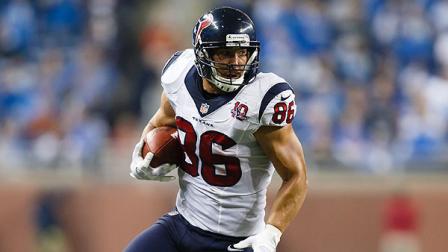 Houston Texans fullback JamesCasey (86) runs the ball against the Detroit Lions during an NFL football game at Ford Field in Detroit, Thursday, Nov. 22, 2012. (AP Photo/Rick Osentoski)