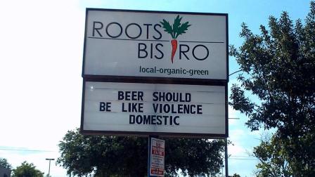 An ABC13 viewer submitted this photo of a controversial sign posted outside Roots Bistro in the Montrose area