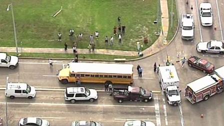 SkyEye 13 HD was over the scene of a crash involving a school bus in west Houston.