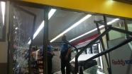 Authorities are trying to track down at least five suspects who rammed a pickup truck into a store and stole an ATM