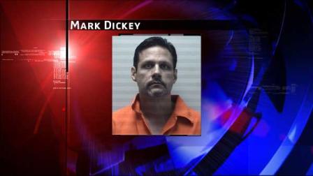 Mark Dickey, 44, was arrested Thursday and booked into the Webster jail, where he is being held on a murder charge.