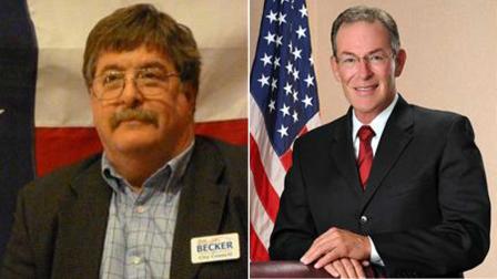Councilmembers Daniel Becker (left) and Dennis OKeeffe (right) were both issued tickets for Disorderly Conduct -- Fighting, a Class C misdemeanor.