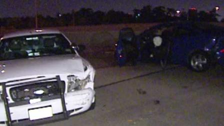 An HPD officer slams into the back of a car, but the other driver is the one facing charges.