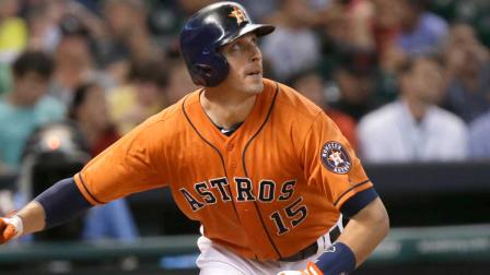 Houston Astros Jason Castro watches his solo home run against the Los Angeles Angels in the fourth inning of a baseball game Friday, June 28, 2013, in Houston. (AP Photo/Pat Sullivan)