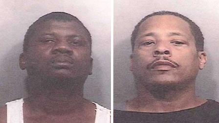 Ernest Hamilton, left, and Kevin Riggs were arrested Thursday in connection to a bank robbery in League City.
