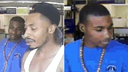 Surveillance images of two men accused of pawning stolen merchandise