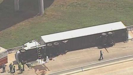 overturned 18-wheeler