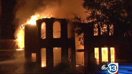 This two-story home, which was for sale, went up in flames, prompting Klein firefighters to evacuate neighbors