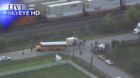 A cement truck driver was injured in an accident involving a school bus in southeast Houston.
