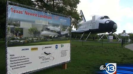 The space shuttle replica displayed at the visitor center for NASAs Johnson Space Center. Its name, Independence, was announced Saturday, October 5, 2013