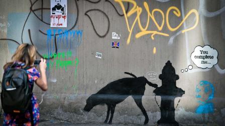 Graffiti by the secretive British artist Banksy