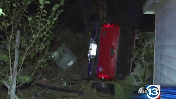 Pickup truck crash knocks out power