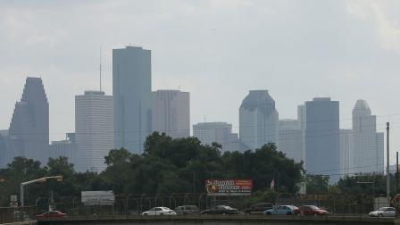 Traffic flows near downtown Houston