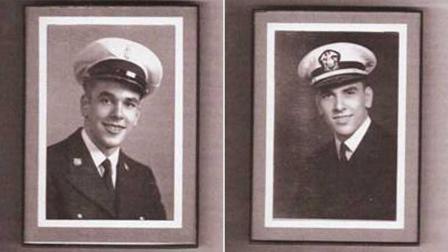 Francis Catlin (left) and Robert Catlin (right) are identical twins who served their country during World War II and now live in Houston