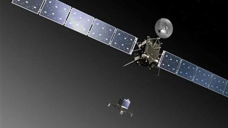 FILE: This publicly provided image by the European Space Agency ESA shows an artists impression of the Rosetta orbiter deploying the Philae lander