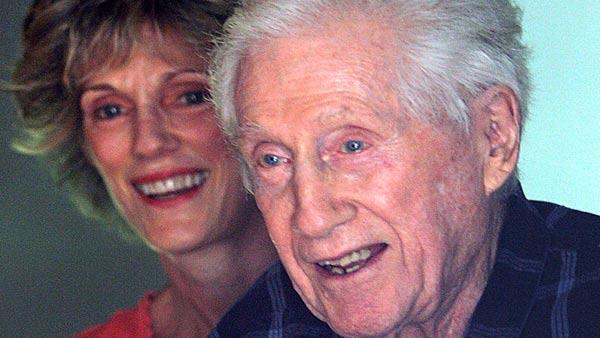 Joan Felt and her father W. Mark Felt appear in front of their home Tuesday, May 31, 2005, in Santa Rosa, Calif. Mark Felt, 91, was second-in-command at the FBI in the early 1970s. Felt claims he was Deep Throat, the long-anonymous source who leaked secrets about President Nixons Watergate coverup to The Washington Post, his family said Tuesday. (AP Photo/Ben Margot)