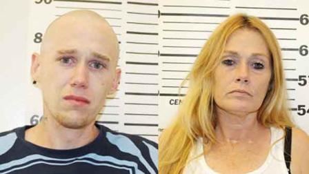 Travis Edwin Huffman, and his mother, 43-year-old Kimberly Butterbean Meadows, were arrested after an officer accidentally received a text message allegedly detailing a drug deal.