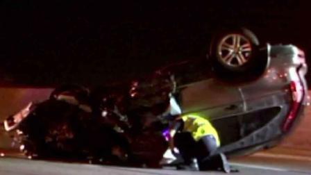 Police said a drunken driver driving the wrong way on the North Freeway caused this crash