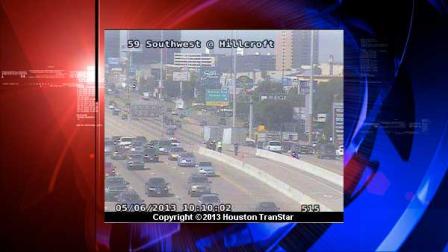 According to police, a car traveling the wrong way on US 59 collided with a motorcycle along the Souithwest Freeway HOV at Hillcroft