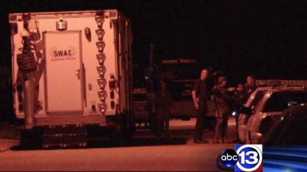 SWAT officers at the scene of a standoff in northeast Houston. Officials said it ended peacefully